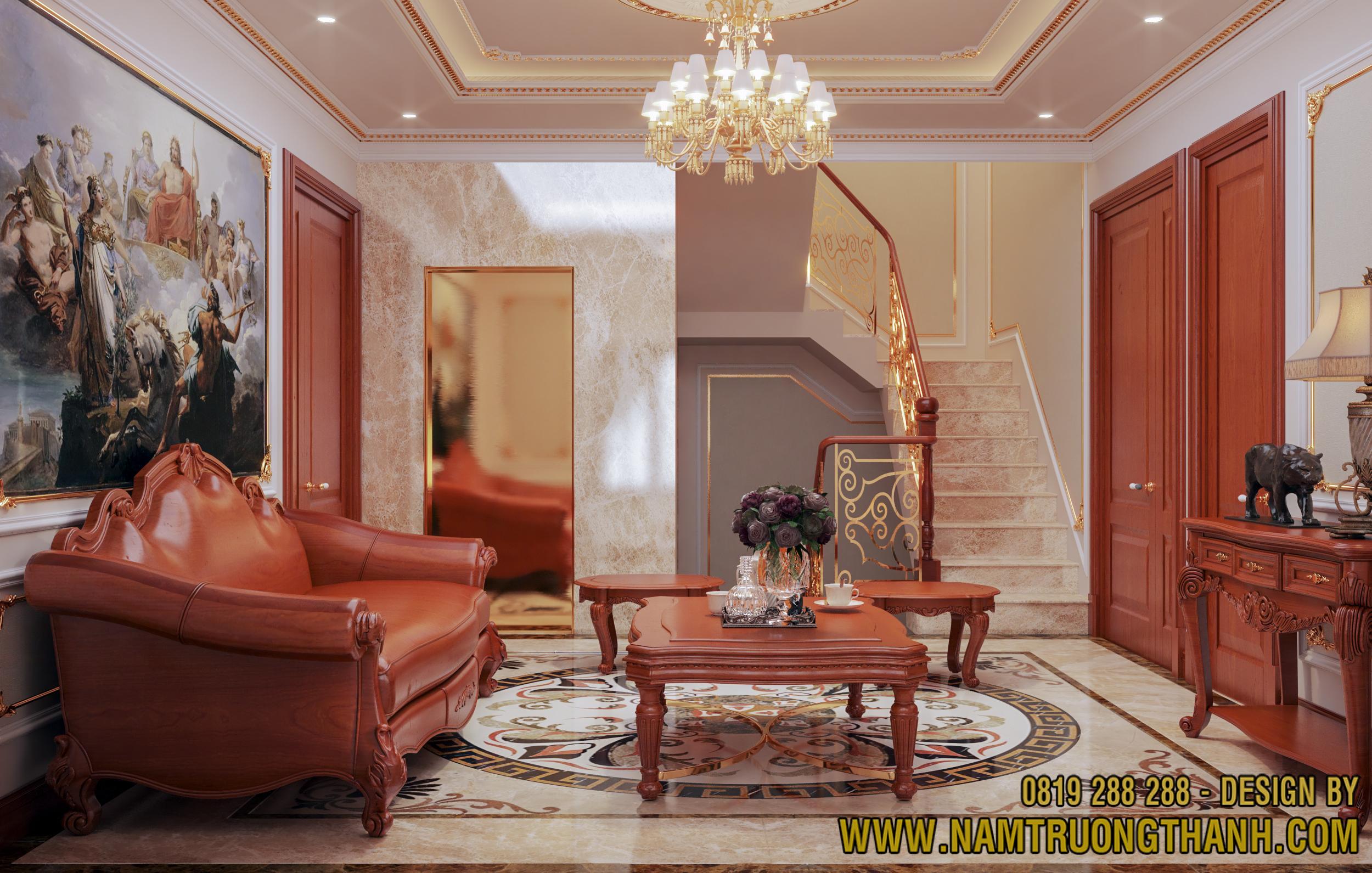 thiet ke khu sinh hoat chung biet thu tan co dien