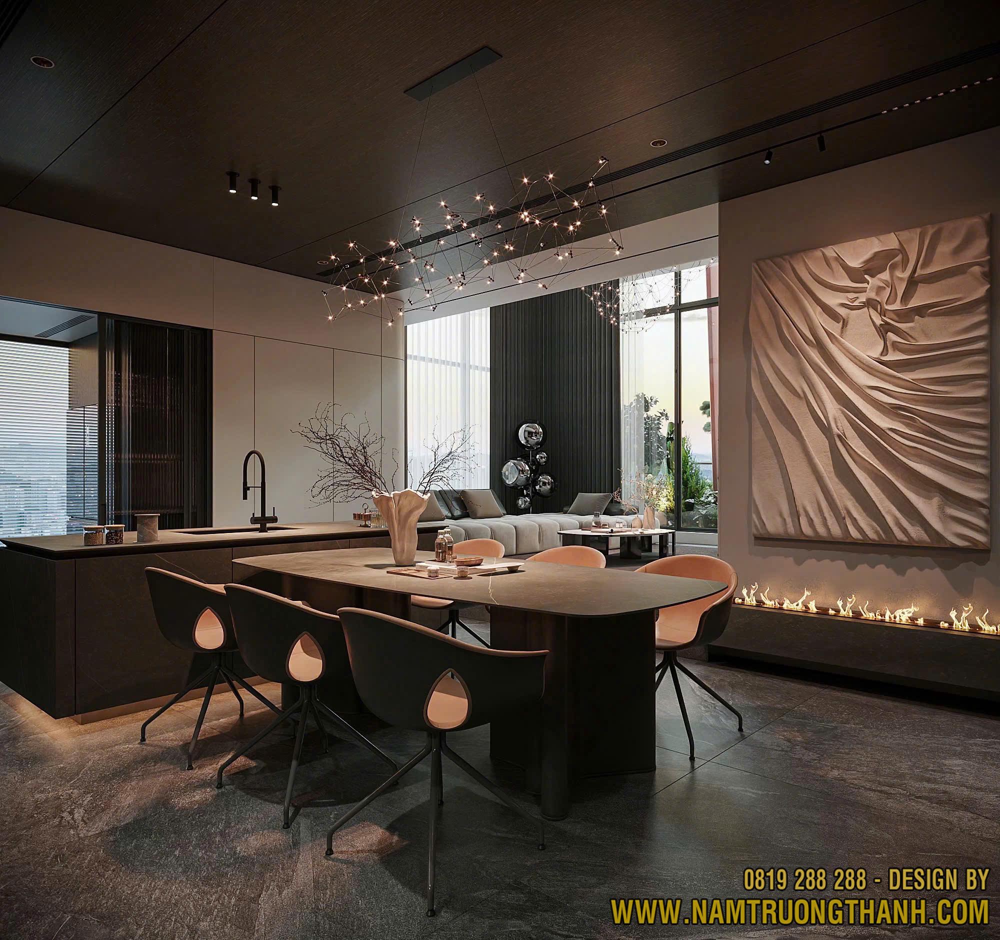 Khu bếp biệt thự hiện đại thiết kế mở sang trọng