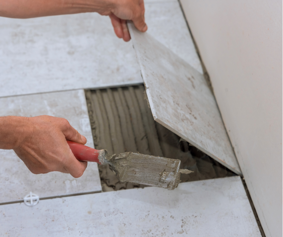 Trải keo và đặt gạch đúng kỹ thuật.