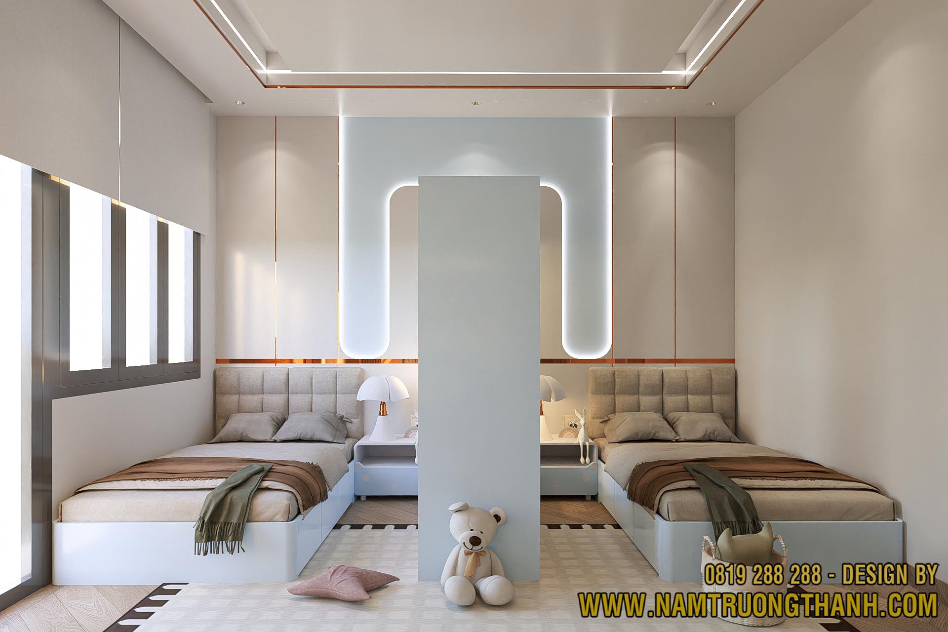 Phòng ngủ bé thiết kế dễ thương với màu pastel nhẹ