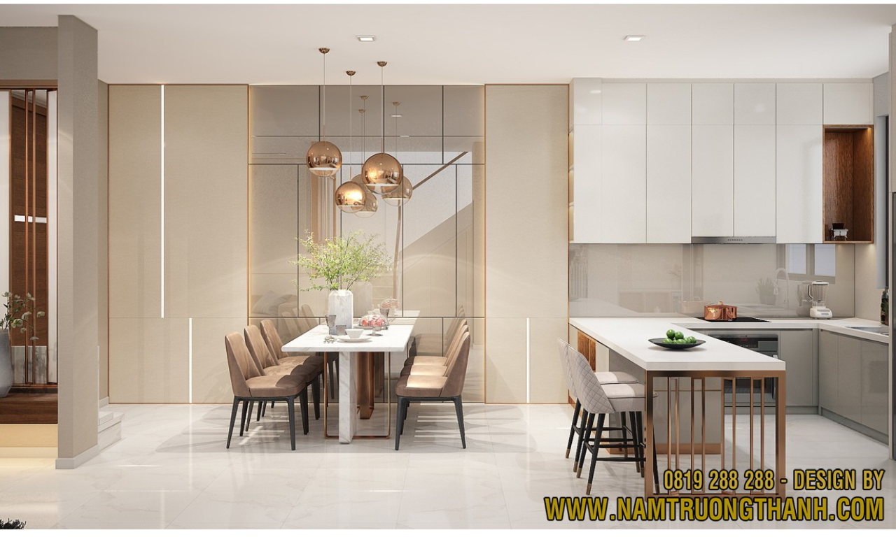 Thiết kế bếp chữ L kết hợp đảo bếp tiện dụng – Bố trí nội thất chuẩn công năng