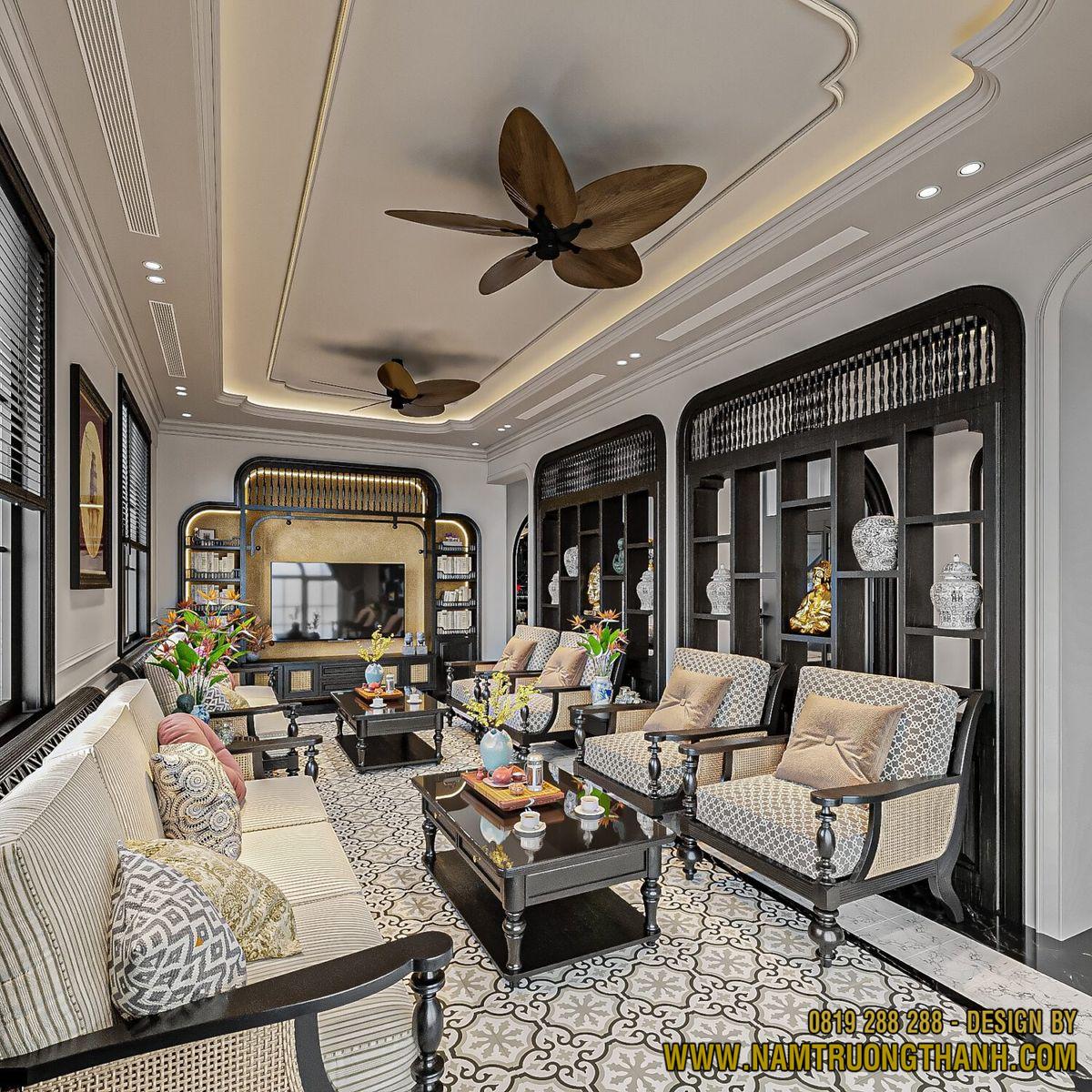 Phòng khách nội thất Indochine