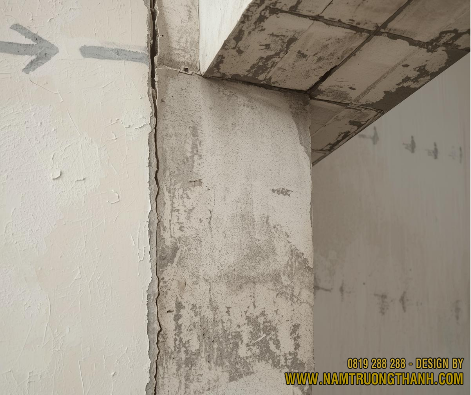 Vết nứt kết cấu tại vị trí tiếp giáp dầm cột trong công trình xây dựng