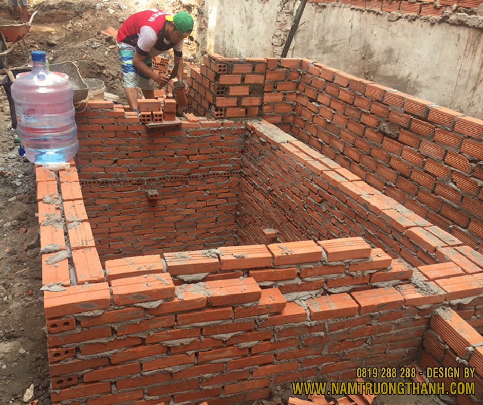 Thi công bể phốt xây bằng gạch trong giai đoạn xây dựng phần thô