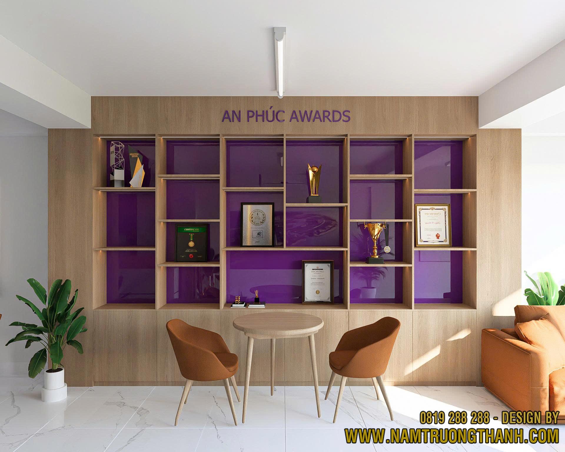 Hệ tủ trưng bày âm tường trong thiết kế văn phòng