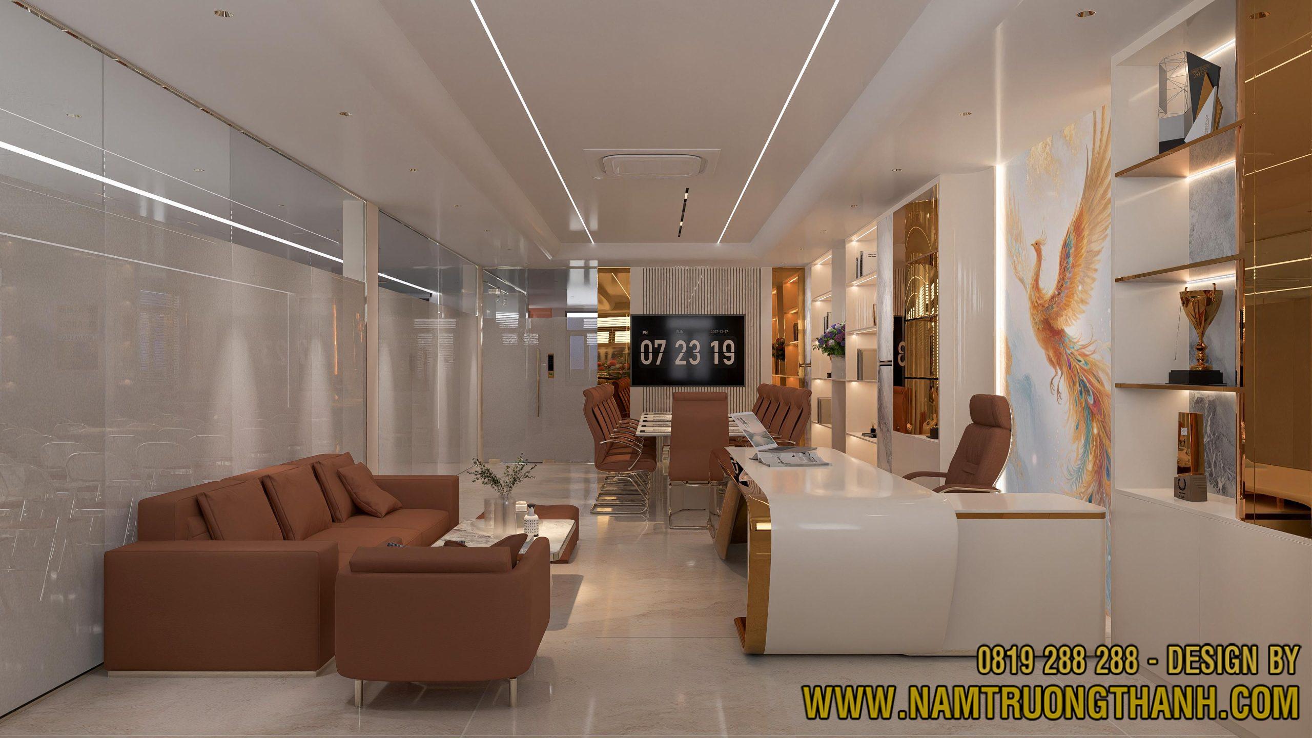 Góc làm việc Giám đốc với vách trang trí sang trọng đẳng cấp
