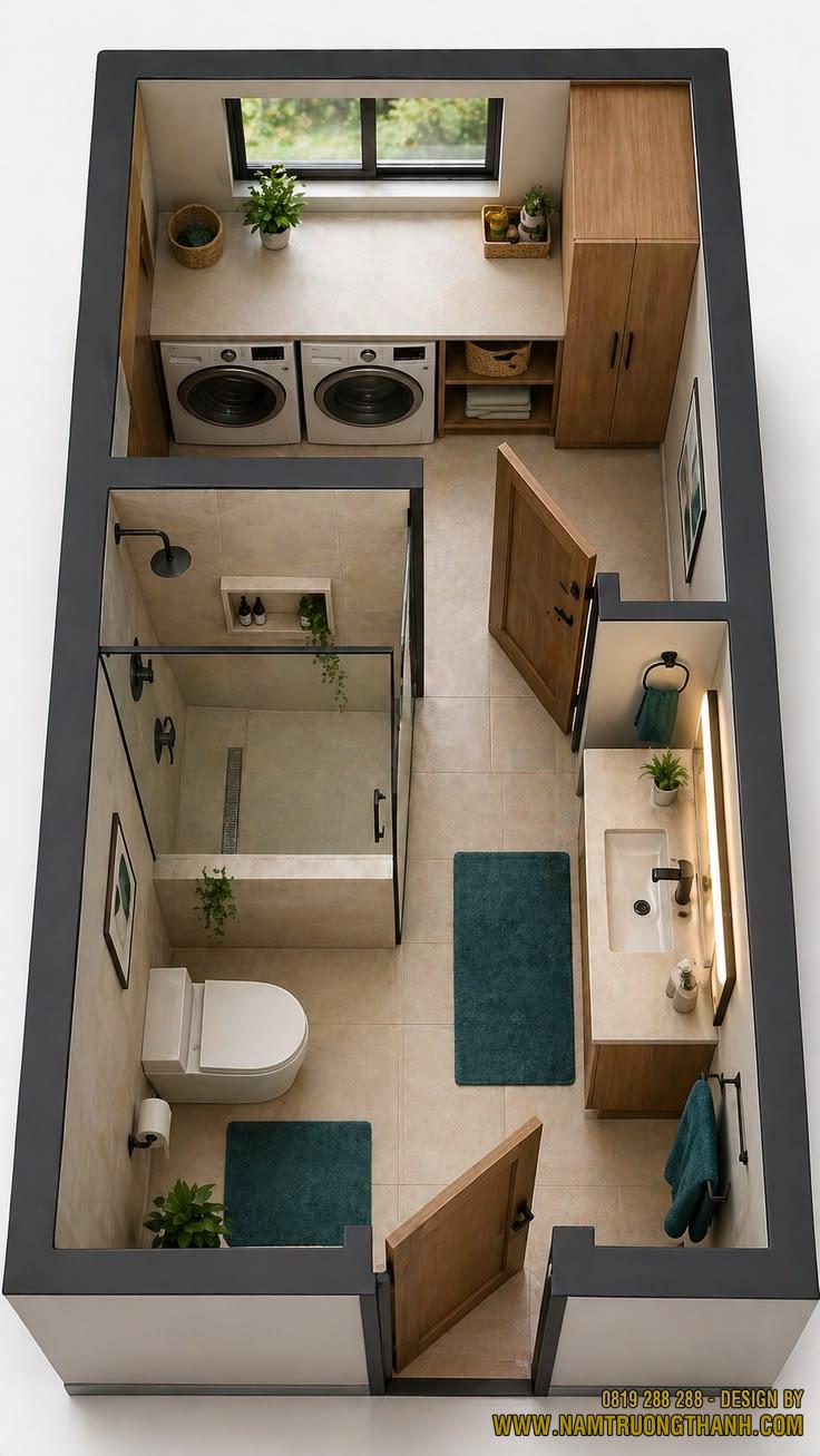 Bản vẽ thiết kế 3D mô phỏng mặt bằng bố trí công năng hoàn chỉnh, giúp gia chủ dễ dàng hình dung ngôi nhà.